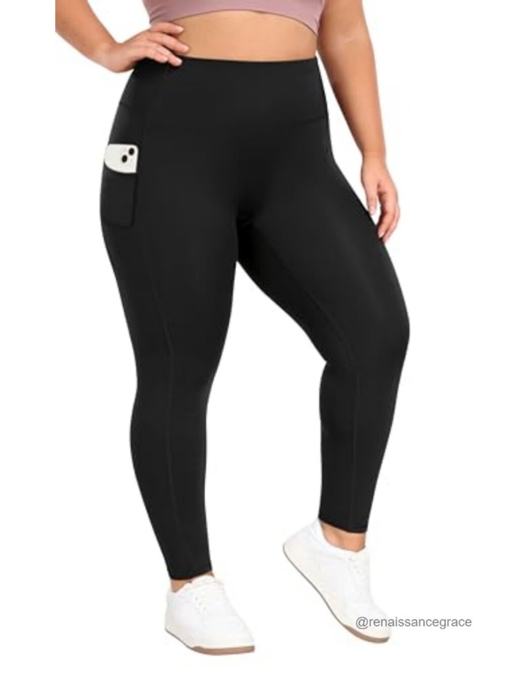 Plus Size High Waist Leggings with Pockets Tummy Control 4 Way Stretch Yoga